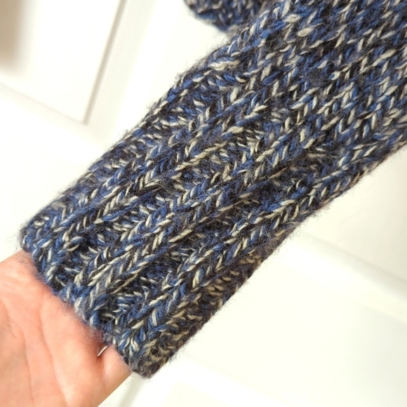 Gap Y2K Vintage Chunky Wool Blend Marled Knit Turtleneck Sweater Blue Black M - Picture 8 of 10